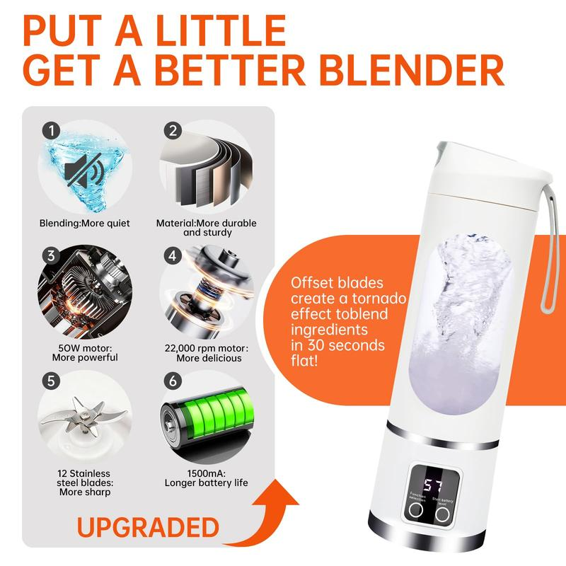 【2026】 Best Portable Juicer Blender with Smart LED Display, Diet-Friendly and Leak-Proof Design, Ideal for Smoothies, Juices, Shakes & Healthy Lifestyle, Mini Personal Smoothie & Juice Maker Cup for Travel, Gym & Kitchen